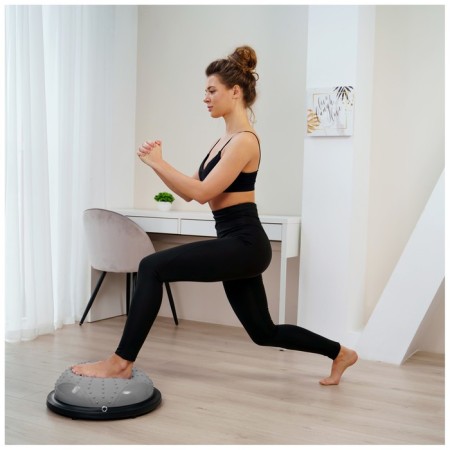 Half -sphere bosu gymnastic, massage, with a pump, 46x20 cm, color gray color-12