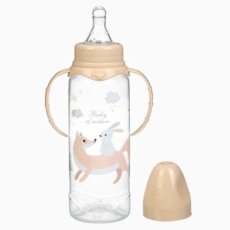 A set of bottles for feeding "Forest animals" 150 and 250 ml, straight, beige color-1