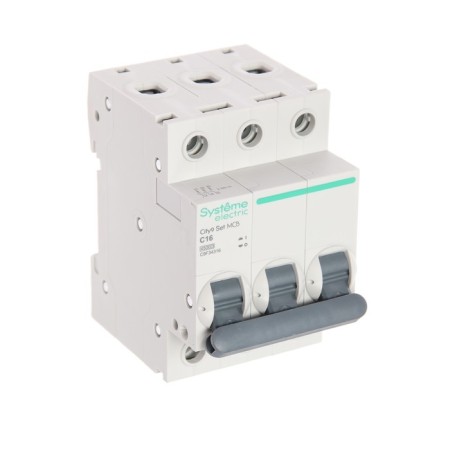 The circuit breaker SE CITY9 SET, C, 16 A, 3P, 4.5 KA, 400 V