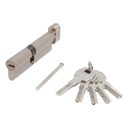 Cylinder mechanism standard MAX, 100 mm (45x55V), 5 keys, key/turntable, matte nickel 102481