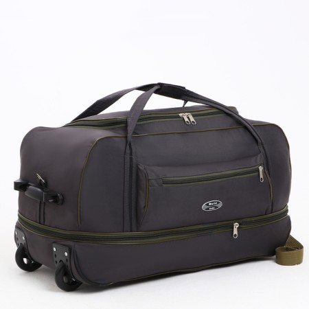 Road bag on wheels, a lightning department, with an increase, an outer pocket, khaki color