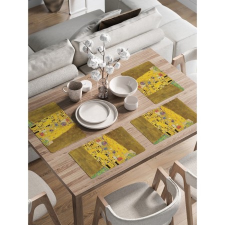 A set of napkins for setting the table "Gustav Klimt Kiss", rectangular, rounded edges, size 30x46 cm, 4 pcs