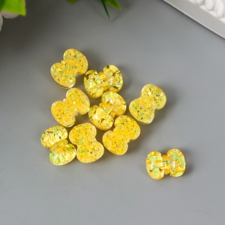 Decor for creativity plastic "Yellow bow" crystal 1x1.4 cm-2