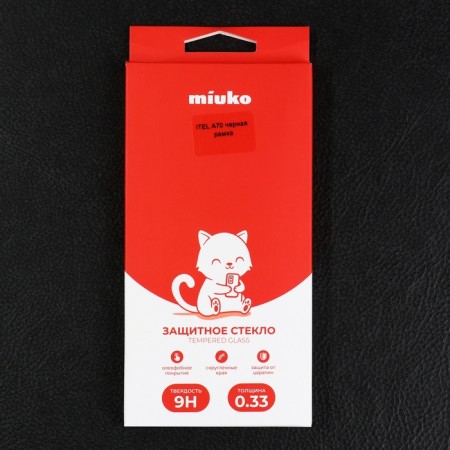 MIUKO protective glass for itel A70, full glue, black frame-3