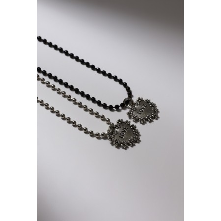 Kulons "Demetrons" Two hearts with flowers, black-silver color, 45 cm-2