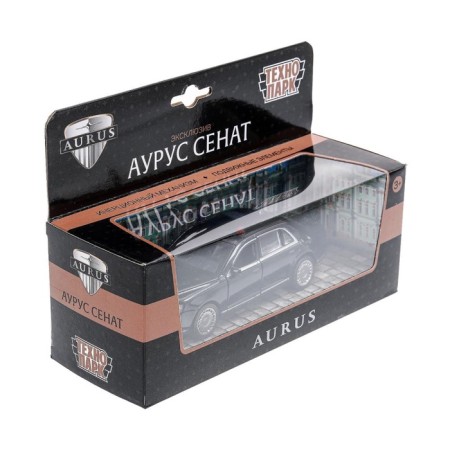 Metal machine "Aurus Senate", doors, trunk, inertia, 13.5 cm, black are opened-5