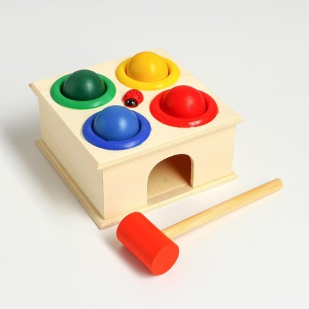 Square -free pink "God's cow" 4 balls: 3 cm, hammer-3