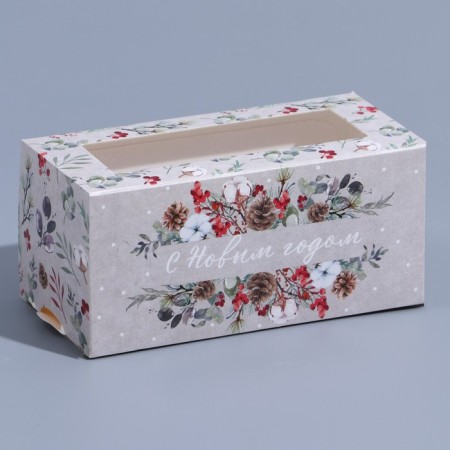 Box for Makarun "Festive watercolor" 12 x 5.5 x 5.5 cm, New Year