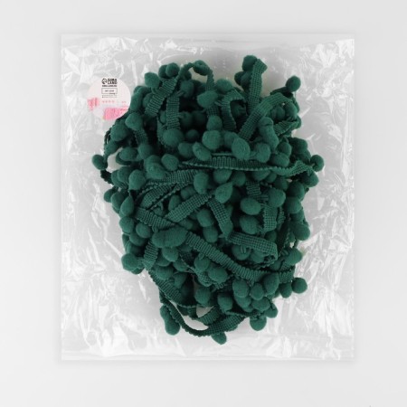 Decorative braid with pompons, 25 ± 5 mm, 9.1 ± 0.5 m, green color-2