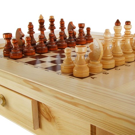 A chess table with a box of 80 x 60 x 72 cm, the playing field is 35.5 cm, a cell 4.4 cm, without figures-1