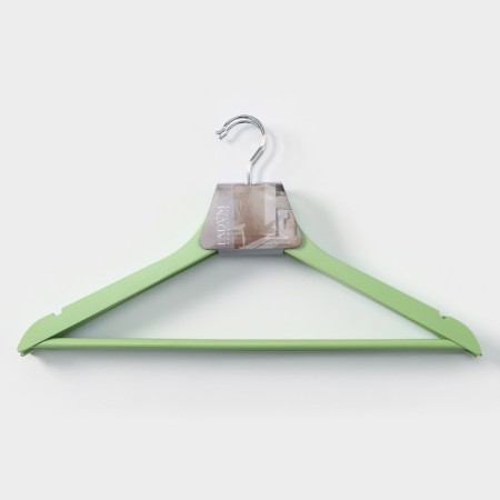 Shoulders - Wooden hangers Ladoom Brillant, 44.5 × 23 × 1.2 cm, 3 pcs, Green color-7