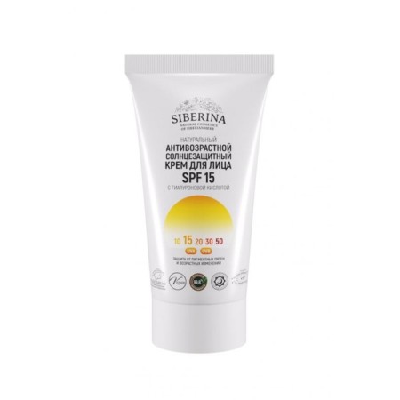 Anti -aging sunscreen for the face of SPF 15 with hyaluronic acid, 50 ml