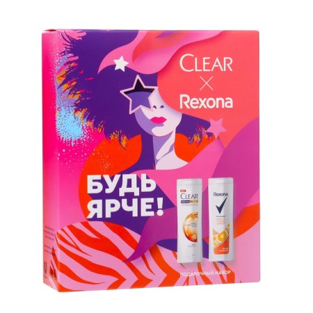 Gift set Clear + Rexona, Female, Shampoo, 200 ml + shower gel, 200 ml