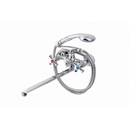Fauzt FZS-701-07 bath mixer, two-wound, long spout, shower set, chrome
