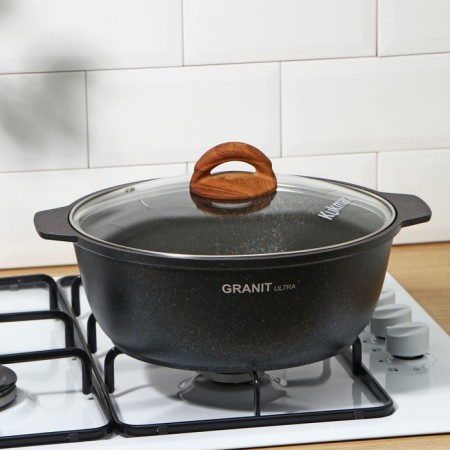 Granit Ultra, 4 l, 4 l, d = 28 cm, glass cover, anti-stick coating, black color, black-3