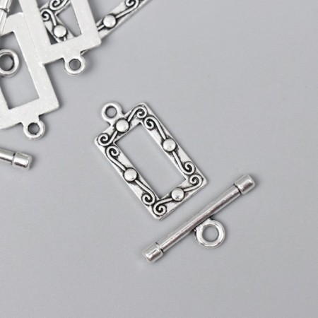 Decor Metal for the creativity of locks "Rectangle with patterns" silver 2160M025 2.3x1.2 cm-1