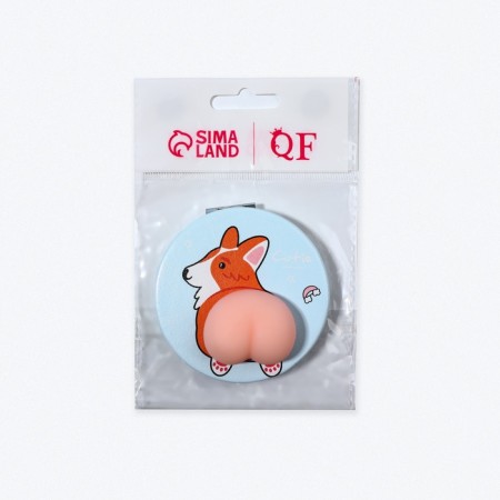 Mirror - Antistress "Corgi", folding, d = 7.2 cm, with an increase, artificial leather, blue color-6