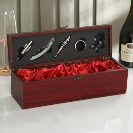 Set for the wine of the Dolyan, 6 items: case for a bottle, drip, corkscrew, cork, ring, knife for foil-2