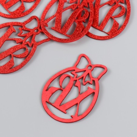 Decor "HB", red color 3 × 4.5 cm (set 6 pcs)-1