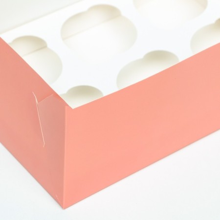 Packaging for 6 cupcakes with a window, pink, 25 x 17 x 10 cm-3