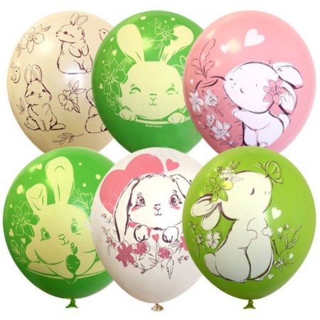 Shar Latex 12 "Bunny", mix, set of 5 pcs.