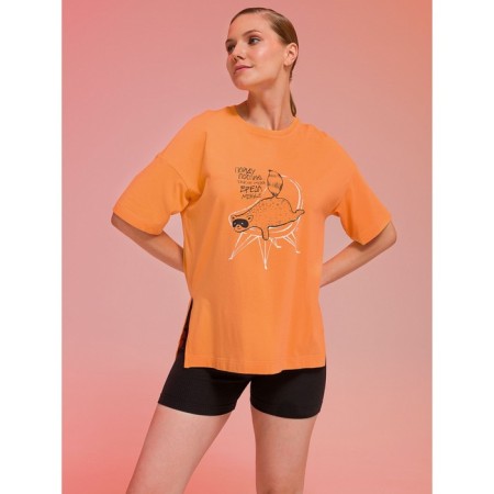 Female T -shirt, size 44, orange color-5