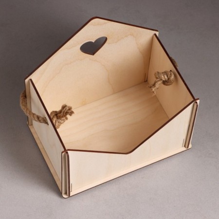 Kashpo wooden 17 × 12 × 17.5 cm envelope "Tolstopuz", handle rope, natural-3