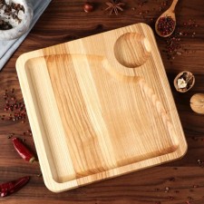 Menzhitsa is wooden, with a cutting board and a saucer, 25x25 cm, an array of ash