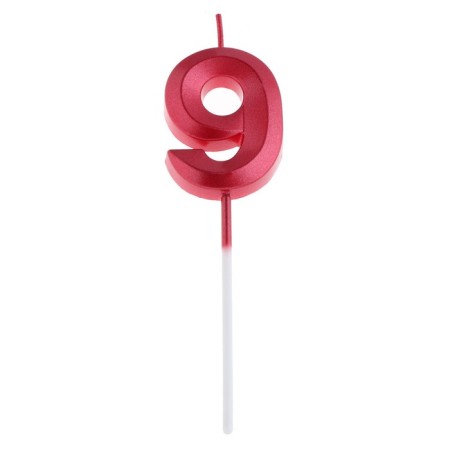 Candle in the cake on the skewer "Fine", the number "9", 5 cm, red-5