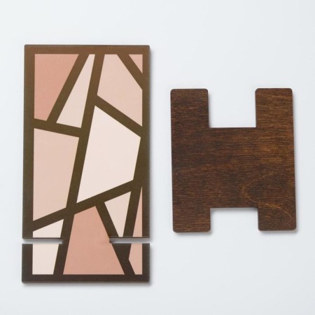 Standing for the phone "Geometry", 15x8 cm, lamination, tree-3