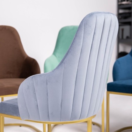 Monro chair, 62 × 60 × 98 cm, blue color, gold frame-1