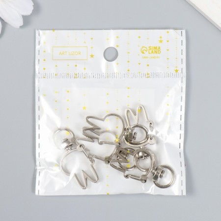 Carabiner Metal with a ring "Bunny head" silver 3.6x1.8 cm-4