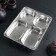 Deep tray of stainless steel, 4 sections, 28 × 22 × 4.5 cm, 420 ml/280 ml
