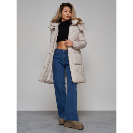 Coat insulated winter female, size 44, color light gray-16