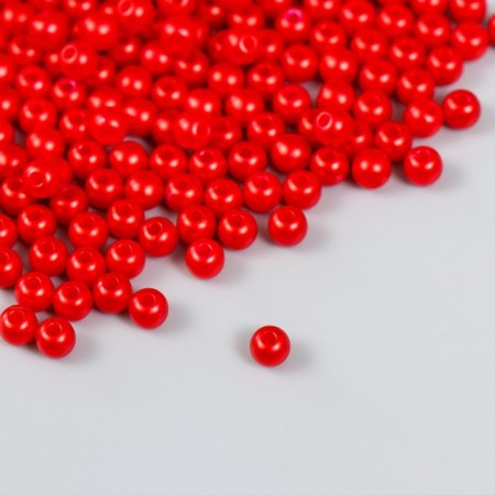 Set of beads "needlework" plastic, diameter 5 mm, 25 g, scarlet