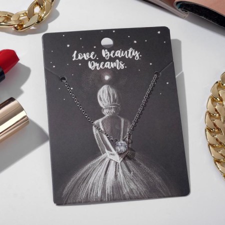 Love pendant, crystal, white color in silver, 35 cm