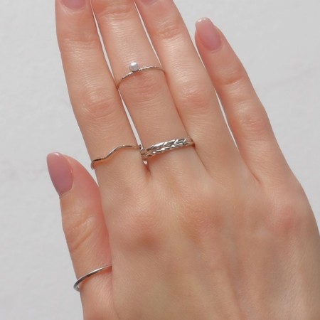 Ring set 5 pieces "perfect fingers" temptation, white color in silver-2