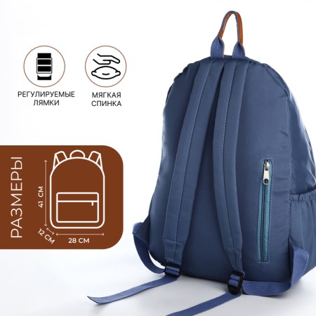 Young backpack from textiles on lightning, 4 pockets, blue color-1