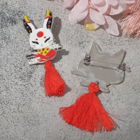 A set of brooches (2 pcs.) “Brushes” Fox and a hare, colored in gold-2