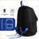 School backpack from textiles on lightning, 5 pockets, black/blue color