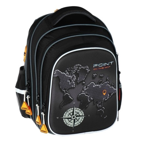 School backpack 40x33x15cm, ergonomic back, Across 410, black/orange-1