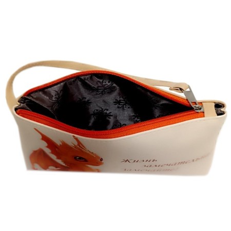 Cosmetic bag Middle beige Dragon notice-3
