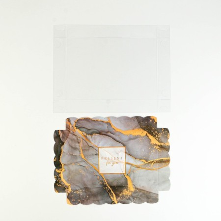 Cookie box, confectionery packaging with PVC lid, “marble”, 22 x 15 x 3 cm-4