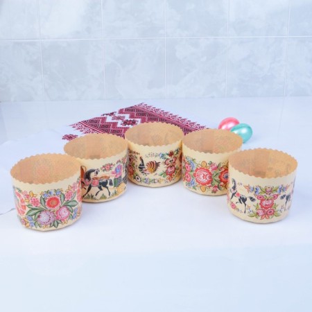 Paper form for cupcake, Maffin and Kulich "Gorodets Mix" 110 x 85mm,-1