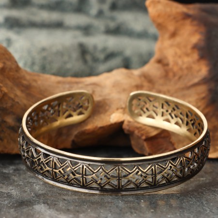 Bracelet wide "Slavic", brass