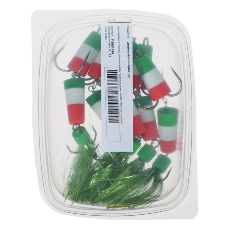 Bait jig flag No. 11, 9 cm, green-white-red-3