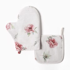Set of kitchen. Ethel Bloom: mittens 20x27 cm, take 19x19 cm, 100% HL, 210 g/m2