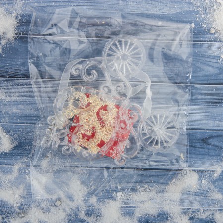 Decoration Christmas tree "carriage" shine 11x12 cm, transparent-3