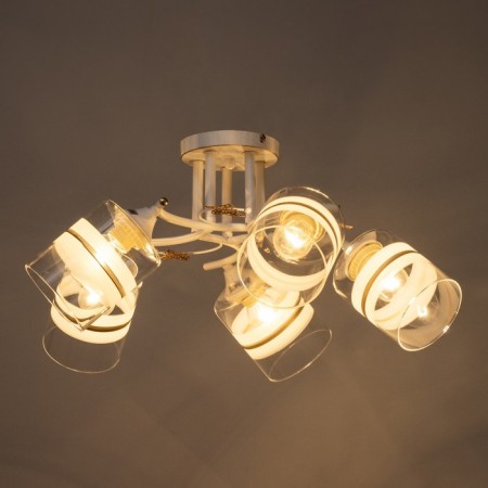 Mia chandelier 5x60W E27 white, gold 59x18x24cm-2