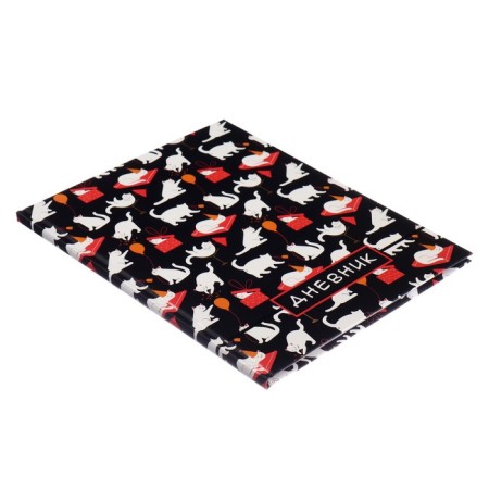 Universal diary for grades 1-11, "kittens. Pattern", solid cover 7BC, matte lamination, selective varnish, 40 sheets-1